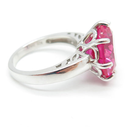 925 Sterling Silver Lab-Created Ruby Ring Size 7