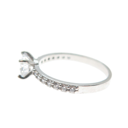 925 Sterling Silver Vintage European Round-Cut C Z Engagement Ring Size 6