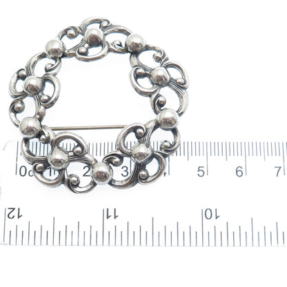 DANECRAFT 925 Sterling Silver Antique Art Deco Flower Oxidized Pin Brooch