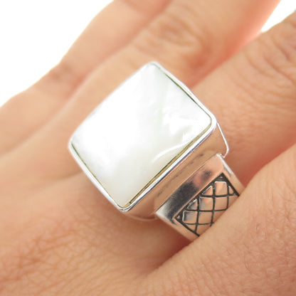 PHLD PlayHardLookDope 925 Sterling Silver Real Mother-of-Pearl Ring Size 11