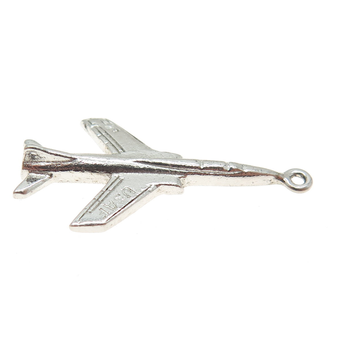 925 Sterling Silver Vintage US Air Force Fighter Jet Charm Pendant