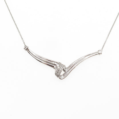 925 Sterling Silver C Z Twisted Pendant Cable Chain Necklace 18"