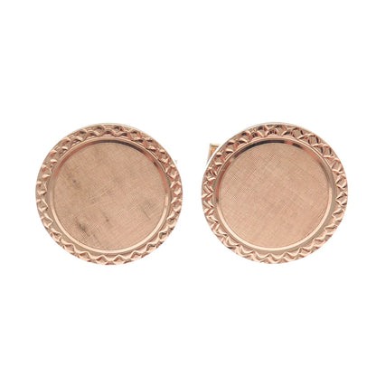 AVEDON 925 Sterling Silver Rose Gold Plated Vintage Round Cufflinks