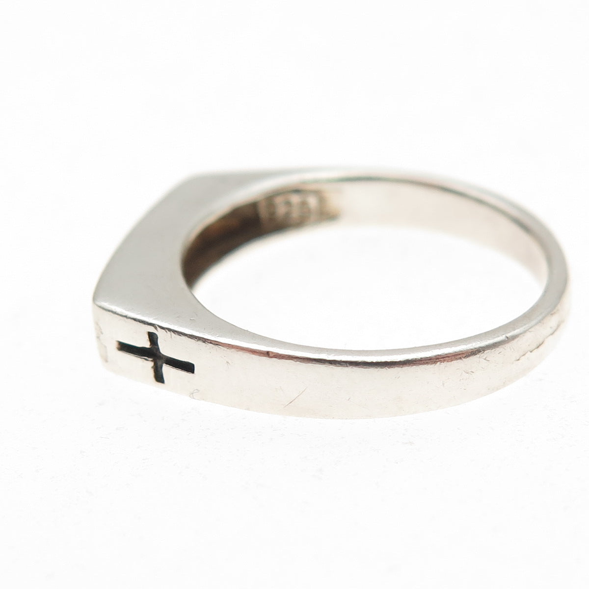 925 Sterling Silver Vintage Peace Bar Ring Size 7