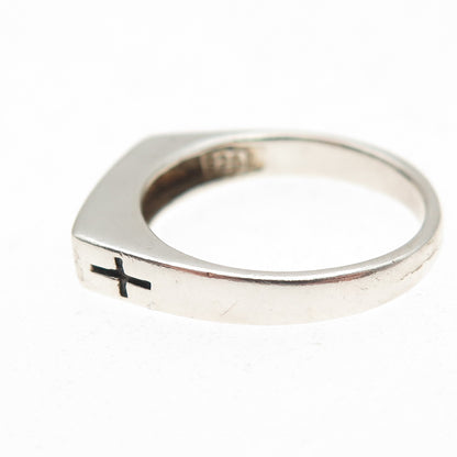 925 Sterling Silver Vintage Peace Bar Ring Size 7