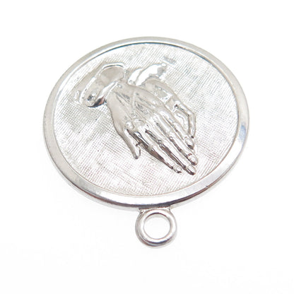TOWN & COUNTRY 925 Sterling Silver Vintage Prayer Hands Minimalist Charm Pendant