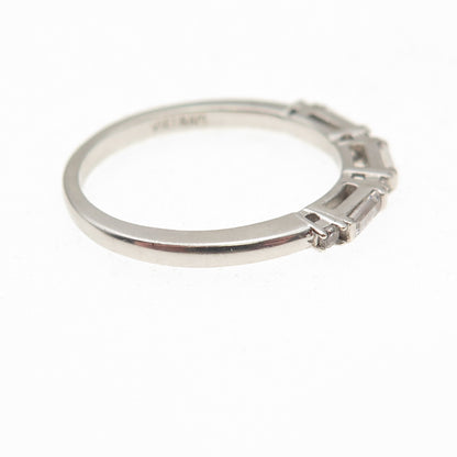 925 Sterling Round & Baguette-Cut C Z Half Eternity Stackable Band Ring Size 8