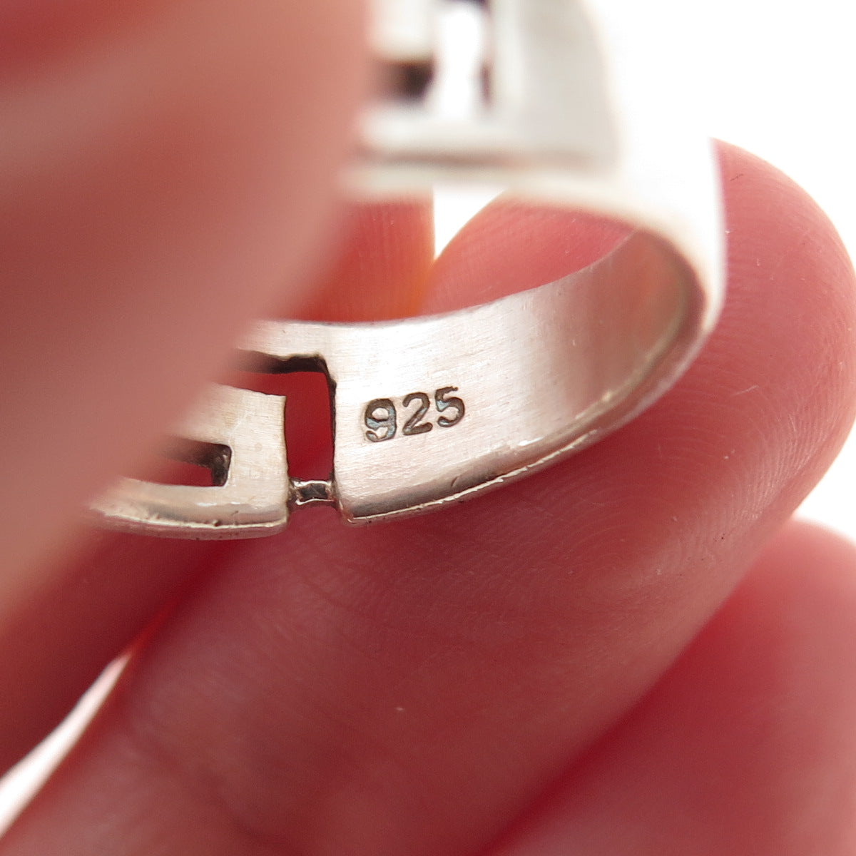925 Sterling Silver Vintage Greek Key Oxidized Ring Size 6
