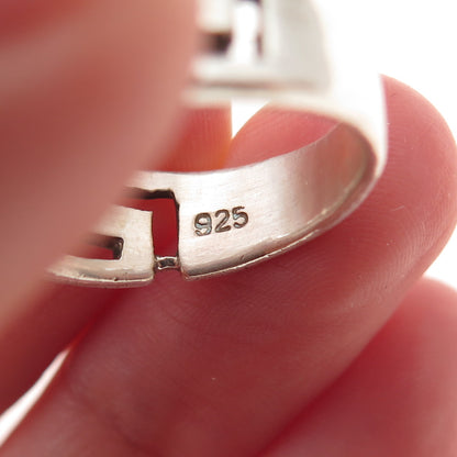 925 Sterling Silver Vintage Greek Key Oxidized Ring Size 6