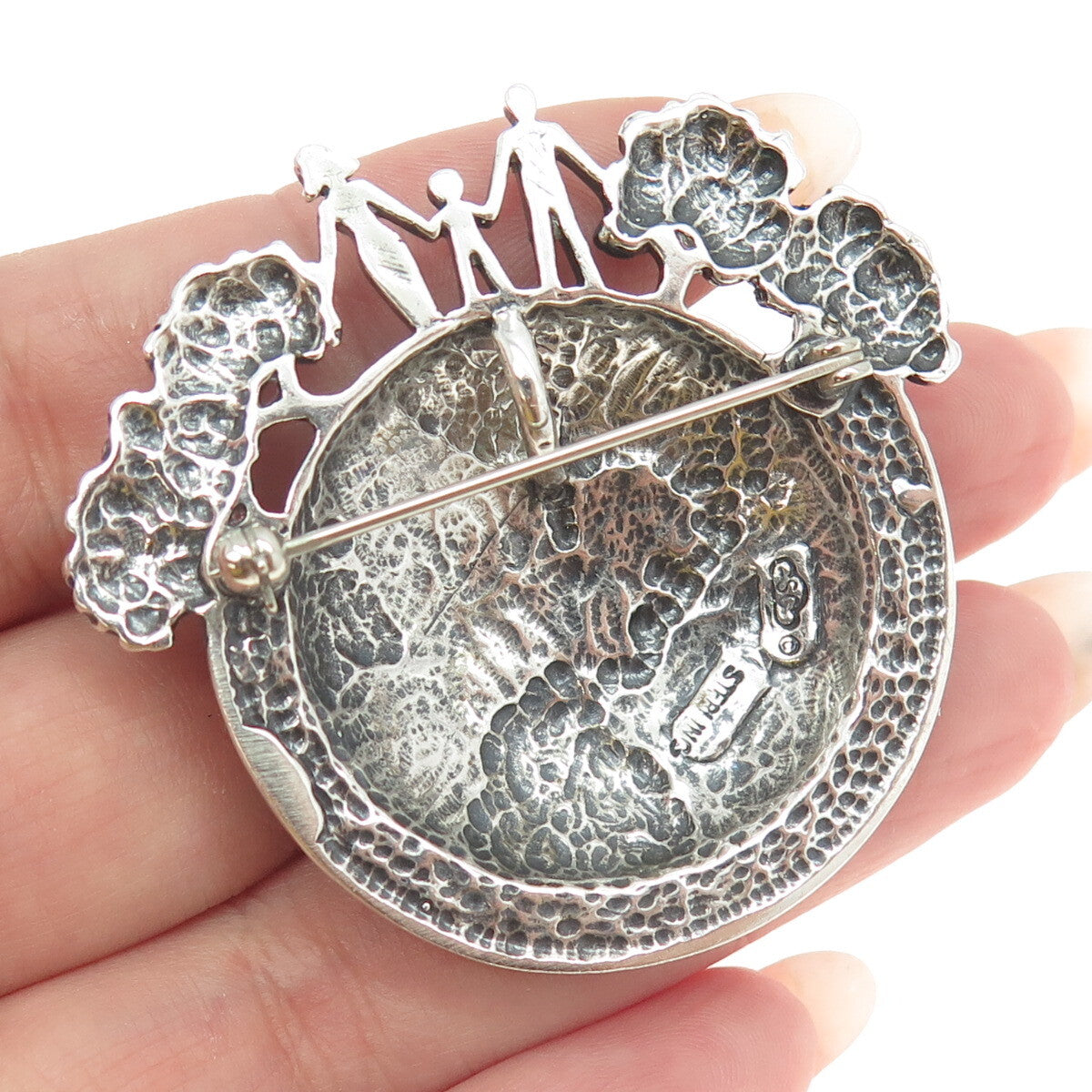 SILVER CLOUD 925 Sterling Silver Vintage "Our Planet - Our Future" Pin Brooch