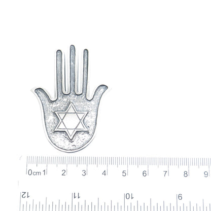 925 Sterling Silver Vintage Star of David Hamsa Oxidized Amulet