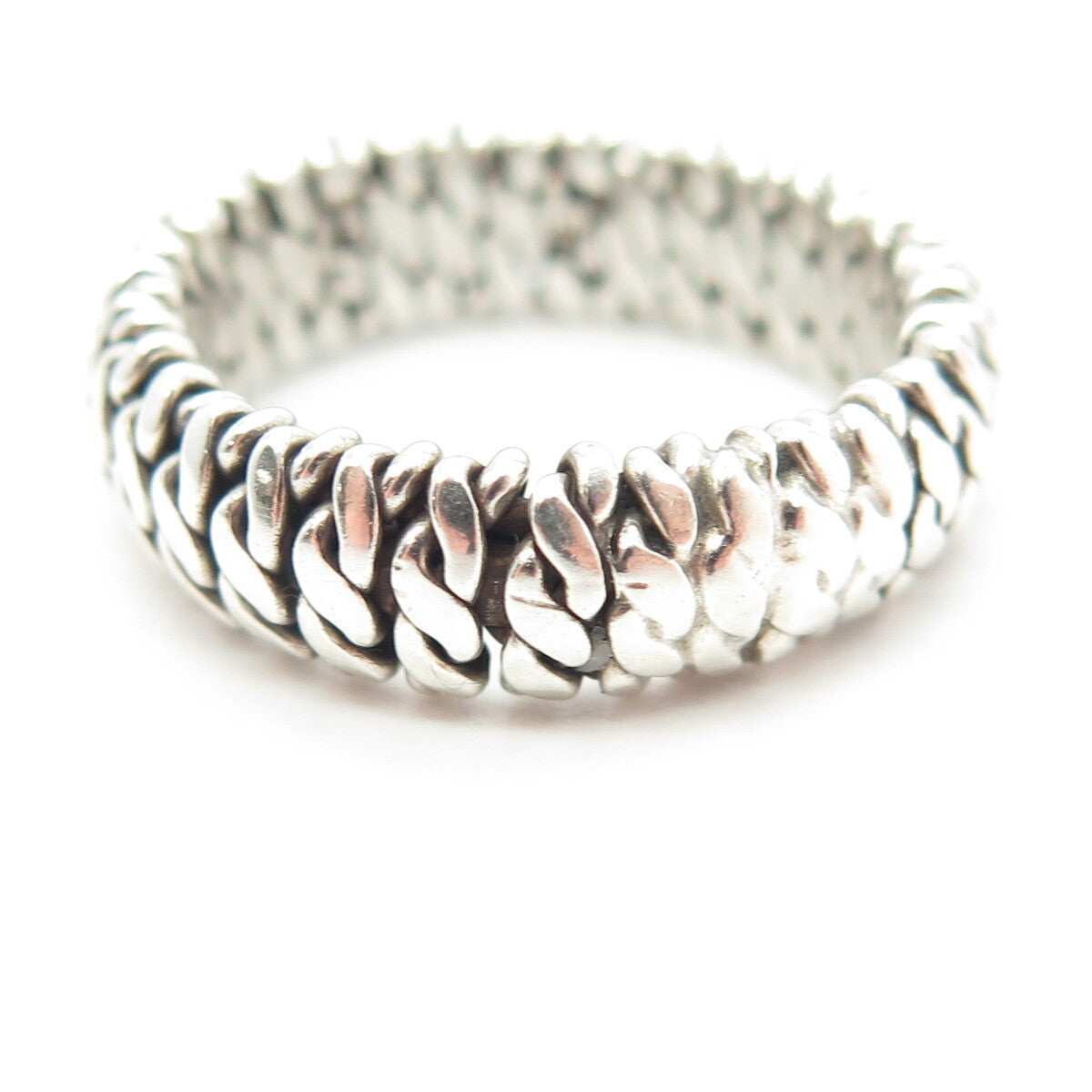 925 Sterling Silver Vintage Woven Rope Band Ring Size 8.75