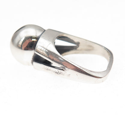 925 Sterling Silver Vintage Modernist Ball Oxidized Ring Size 5.5