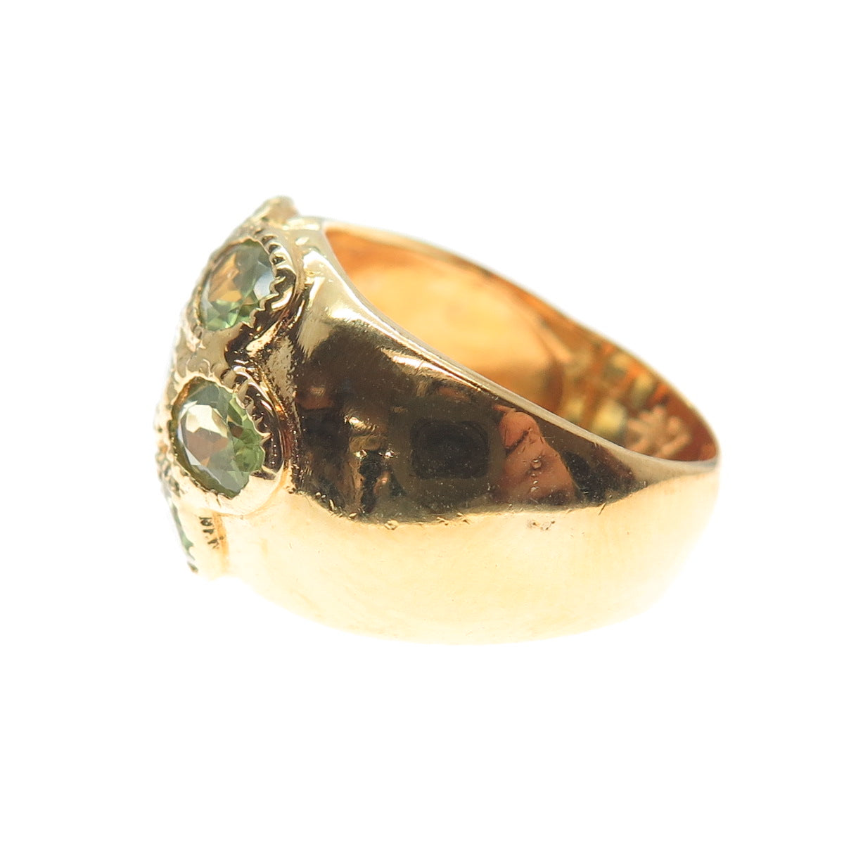 M.R.F. RESOURCES LTD. 925 Sterling Silver Gold Plated Real Peridot Ring Size 5.5