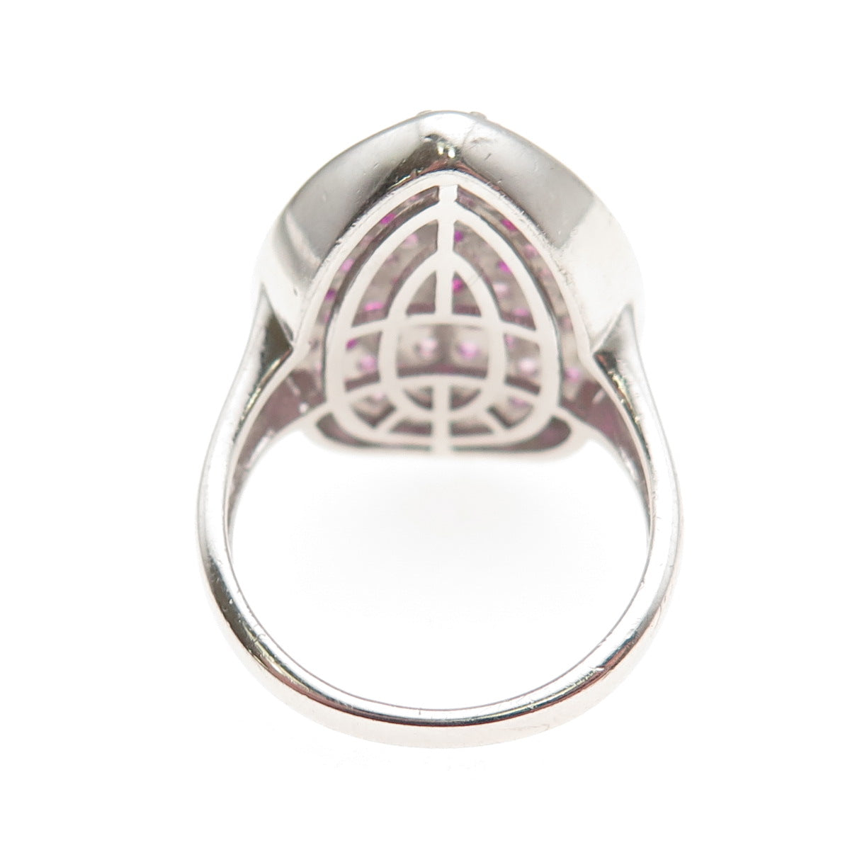 925 Sterling Silver Lab-Created Pink Sapphire & Ruby Teardrop Ring Size 8