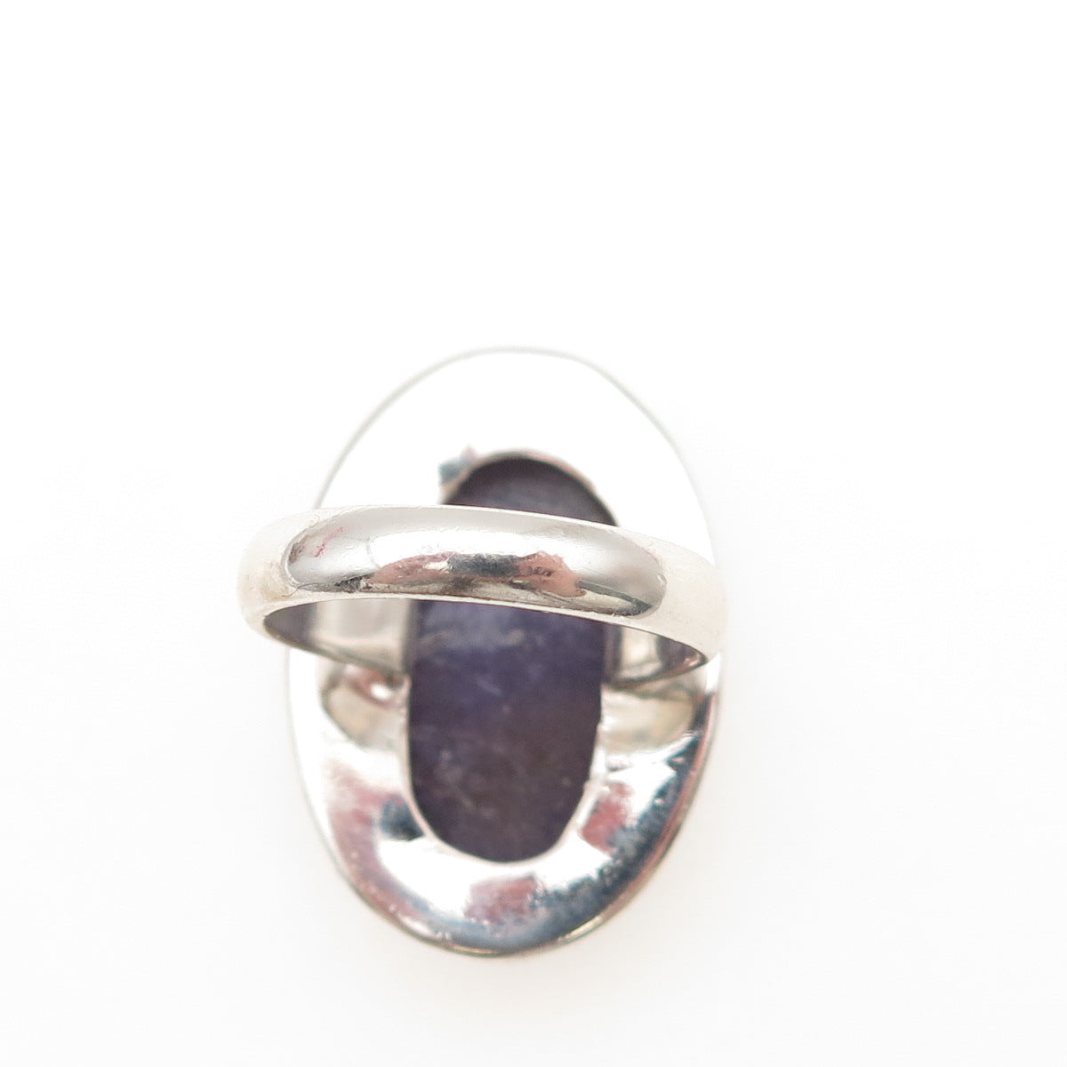 925 Sterling Silver Vintage Real Oval-Cut Lepidolite Ring Size 8