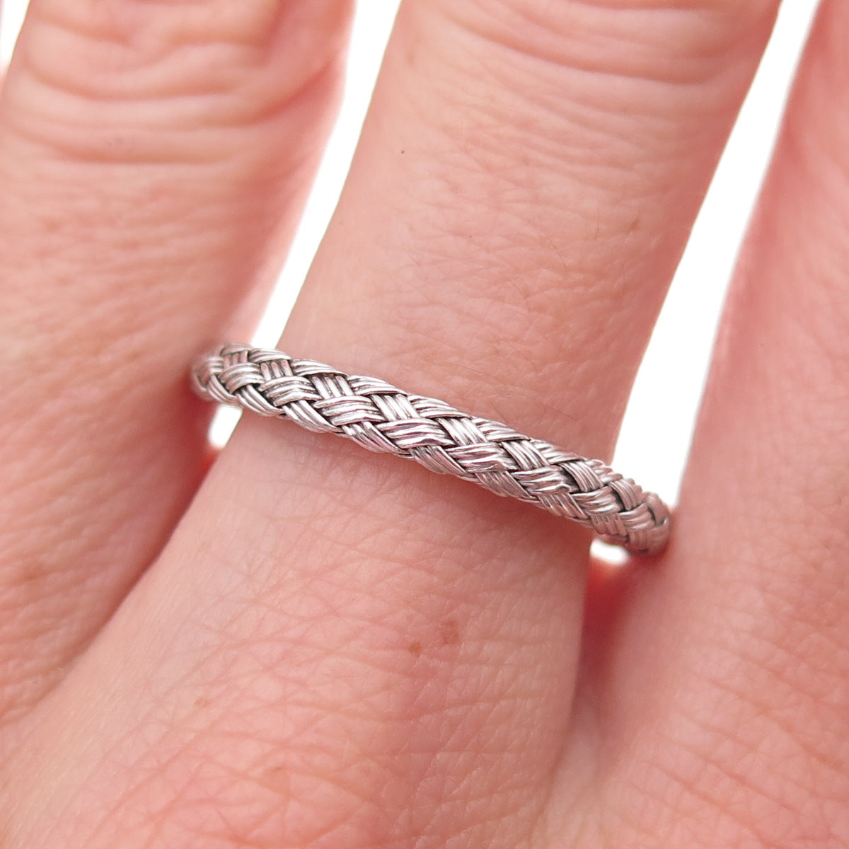 Jacmel Mauritius 925 Sterling Silver Italy Woven Band Ring Size 8.25