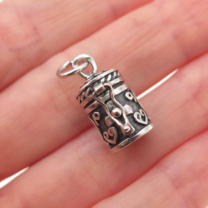 925 Sterling Silver Vintage Cross Prayer Box / Urn Oxidized Charm Pendant