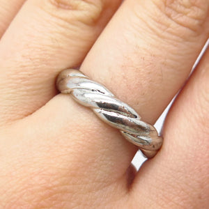 925 Sterling Silver Vintage Twisted Band Ring Size 8.25