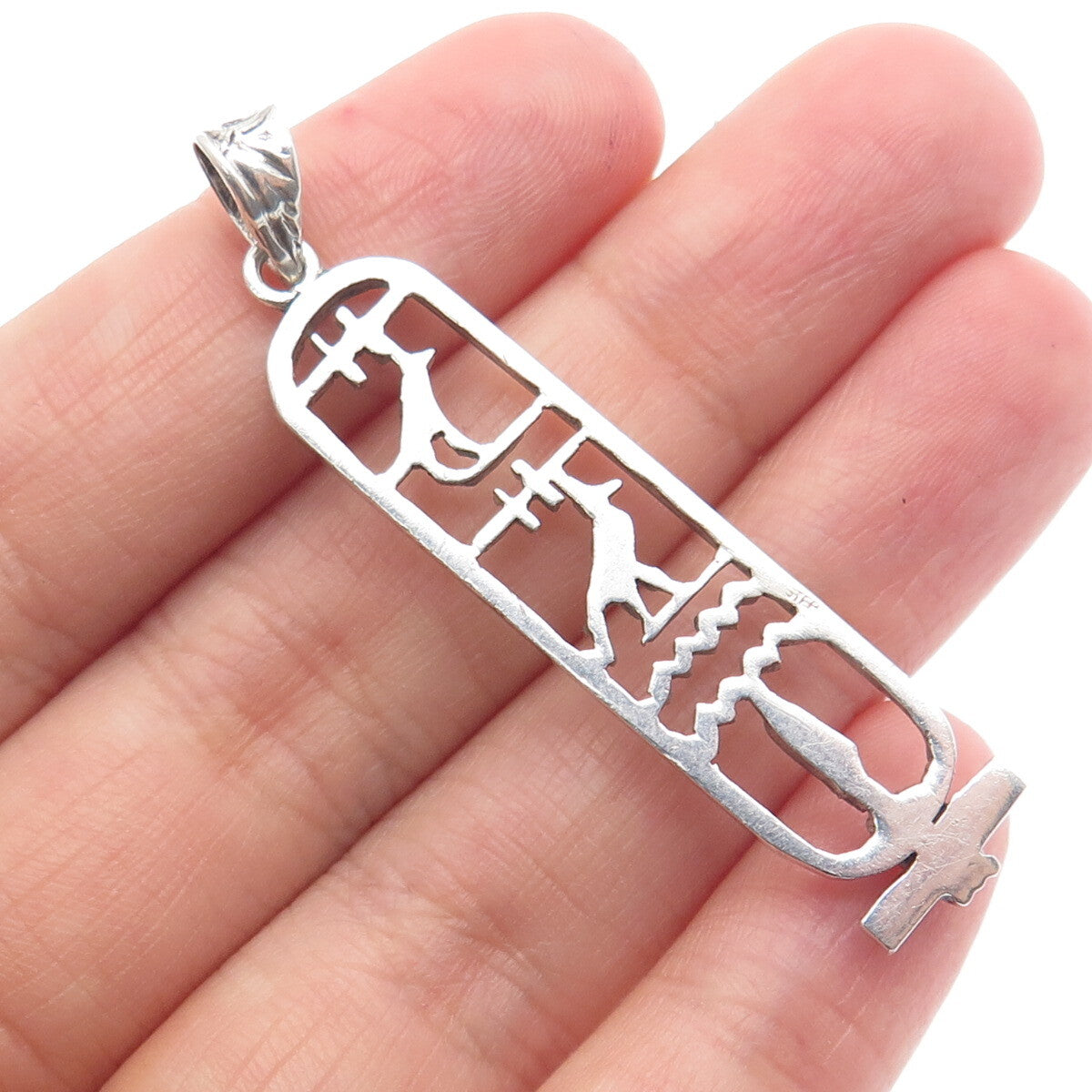 925 Sterling Silver Vintage Egyptian Cartouche Pendant