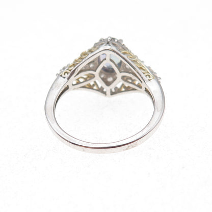 Chuck Clemency 925 Sterling 2-Tone Real Tanzanite & White Topaz Ring Size 8.25