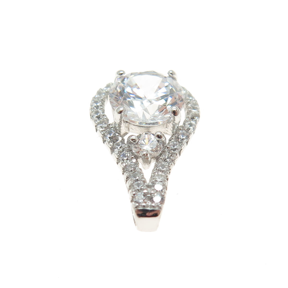 925 Sterling Silver Round-Cut C Z Minimalist Pendant