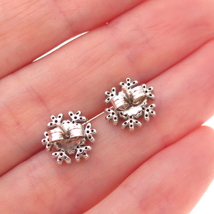 Pandora 925 Sterling Silver Round-Cut C Z Sparkling Snowflake Stud Earrings