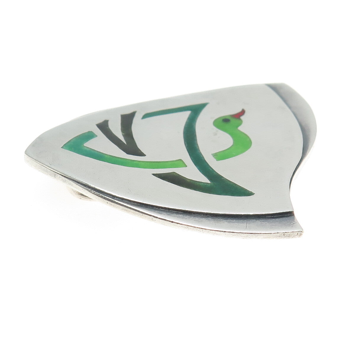 925 Sterling Silver Vintage Enamel Snake Modernist Pendant
