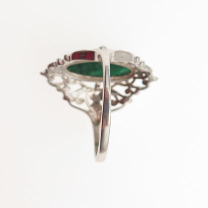 Chuck Clemency 925 Sterling Silver Real Zoisite Heart Ornate Ring Size 8.25