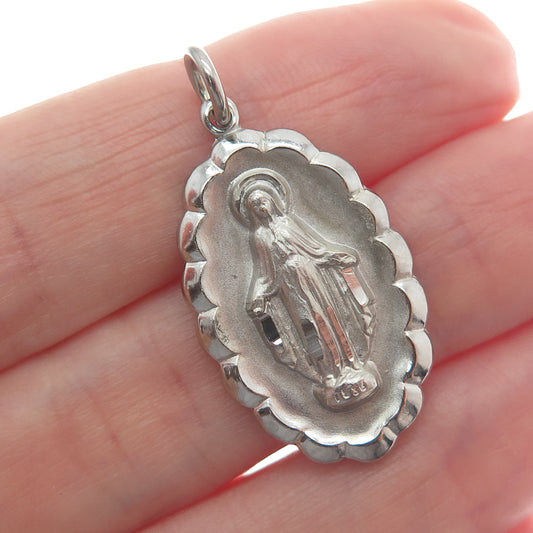 CHAPEL 925 Sterling Silver Filled Vintage St. Mary Miraculous Religious Pendant