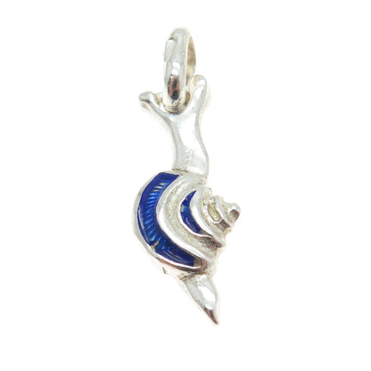 925 Sterling Silver Vintage Enamel Snail Pendant