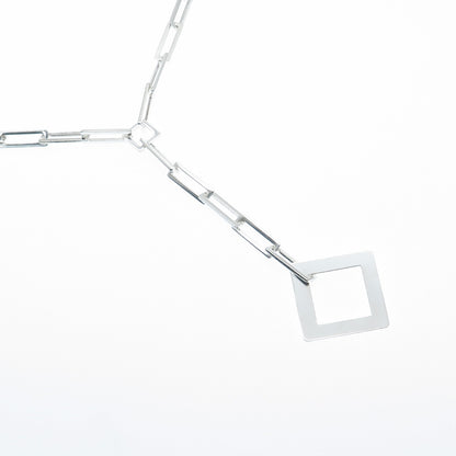 925 Sterling Silver Vintage Italy Modernist Paperclip Chain Necklace 16"