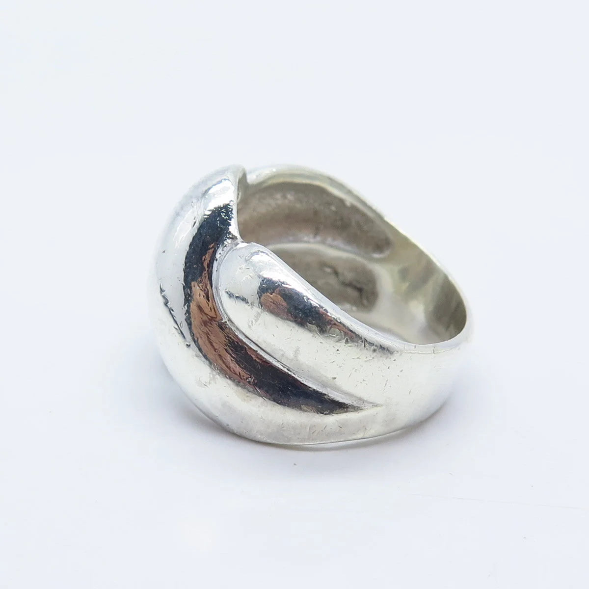925 Sterling Silver Vintage Ribbed Ring Size 9.75