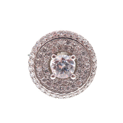 925 Sterling Silver Round-Cut C Z Sparkle Ring Size 6.75
