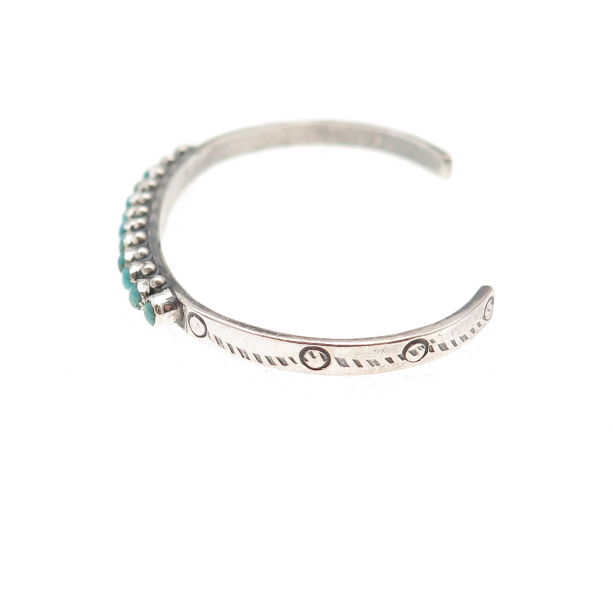 Old Pawn Sterling Silver Vintage Turquoise Snake Eye Adjustable Bracelet 4.25"