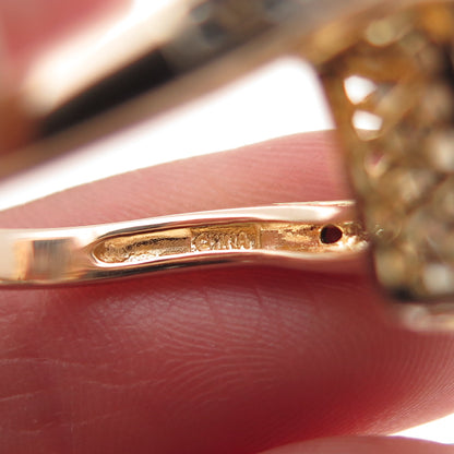 925 Sterling Silver Gold Plated Real Smoky Quartz Bypass Ring Size 6.25