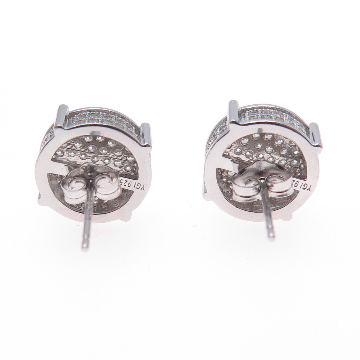 925 Sterling Silver Round-Cut C Z Sparkle Stud Earrings