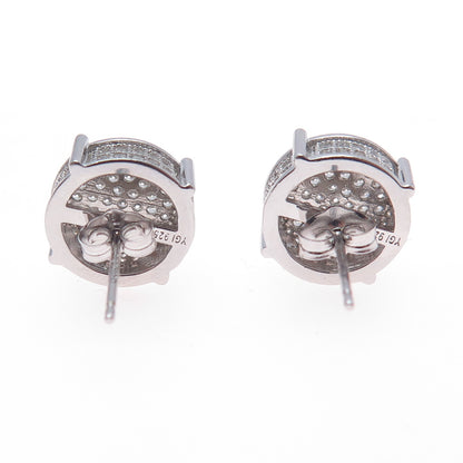 925 Sterling Silver Round-Cut C Z Sparkle Stud Earrings
