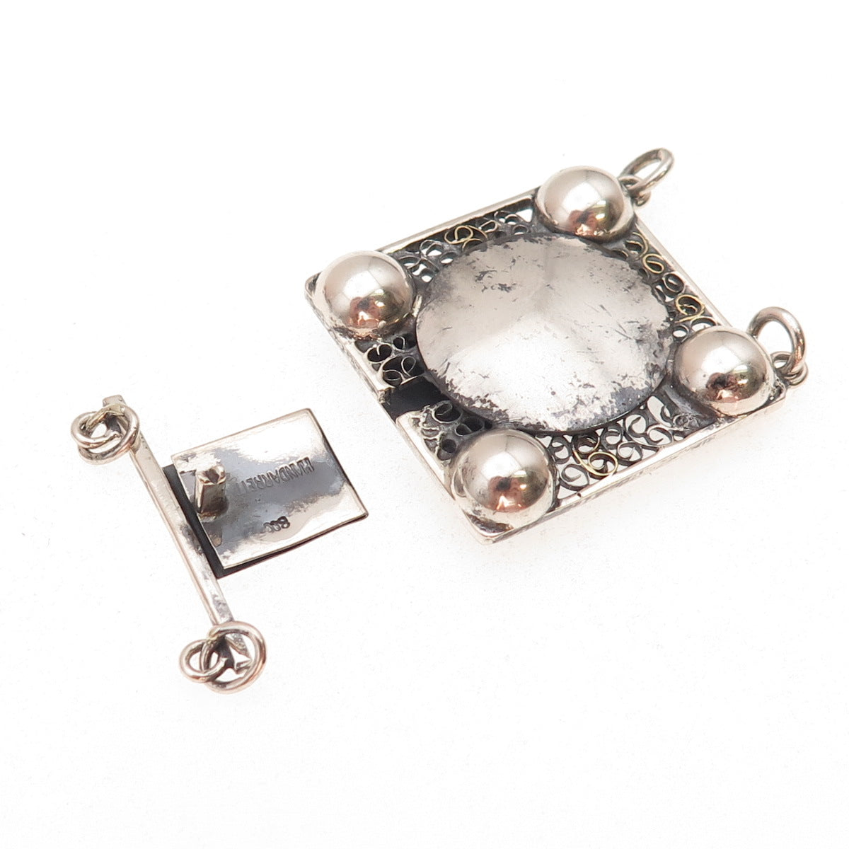 800 Silver Antique Art Deco Germany Bracelet / Necklace Handarbeit Box Lock