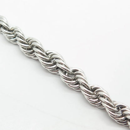 925 Sterling Silver Twisted Rope Link Bracelet 7"