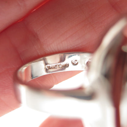 925 Sterling Silver Vintage Real MOP Modernist Ring Size 8