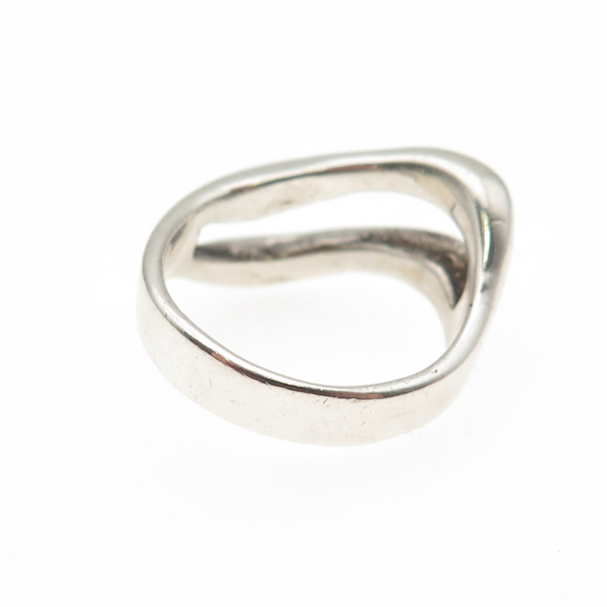 925 Sterling Silver Vintage Modernist Wavy Ring Size 7