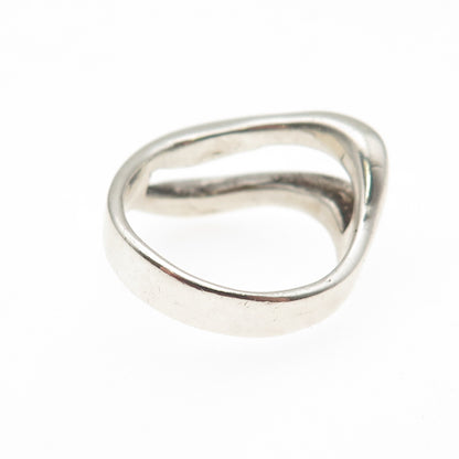 925 Sterling Silver Vintage Modernist Wavy Ring Size 7