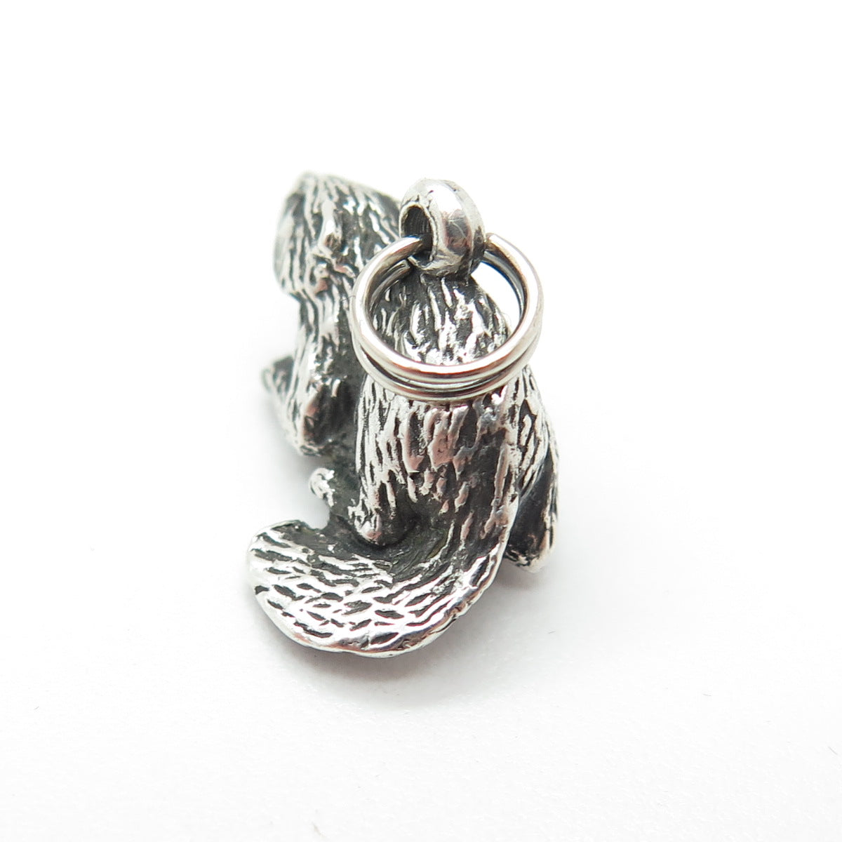 925 Sterling Silver Vintage Beaver Oxidized Minimalist 3D Charm Pendant