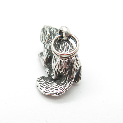 925 Sterling Silver Vintage Beaver Oxidized Minimalist 3D Charm Pendant