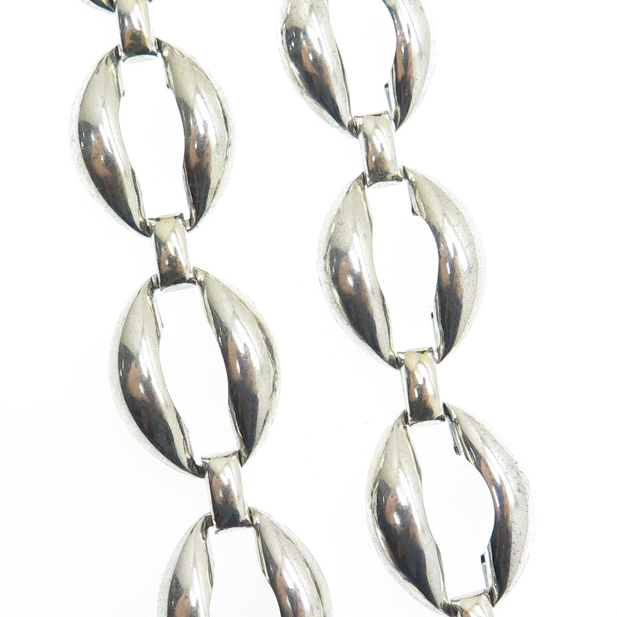 DANECRAFT 925 Sterling Silver Antique Art Deco Coffee Bean Chain Necklace 15"