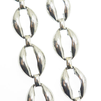 DANECRAFT 925 Sterling Silver Antique Art Deco Coffee Bean Chain Necklace 15"