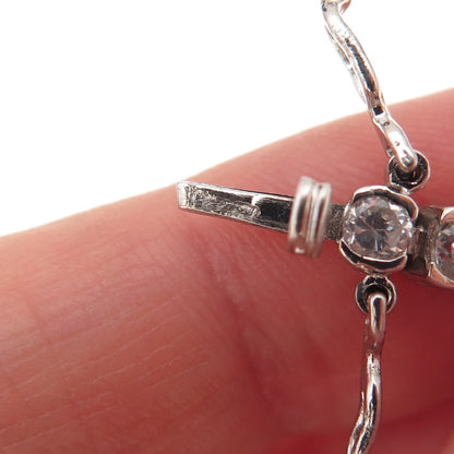 925 Sterling Silver Round-Cut C Z Tennis Link Bracelet 7.25"