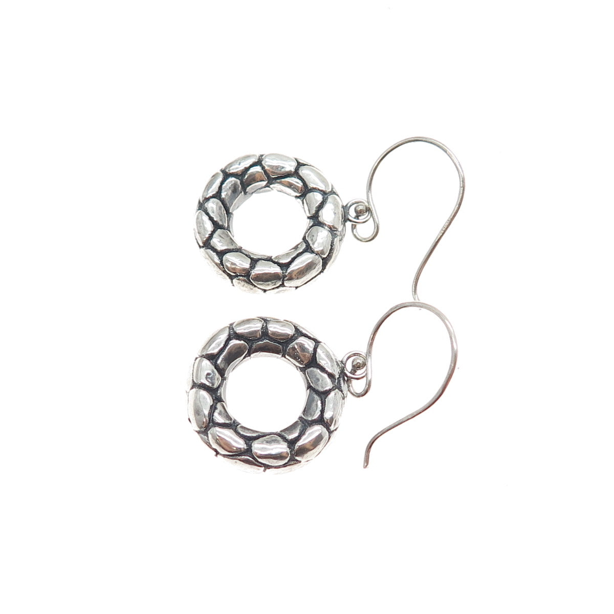 925 Sterling Silver Vintage Modernist Kali Dotted Dangle Earrings