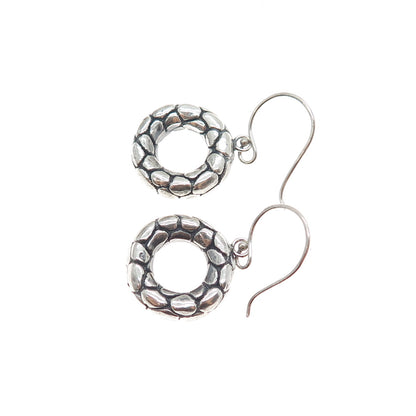 925 Sterling Silver Vintage Modernist Kali Dotted Dangle Earrings